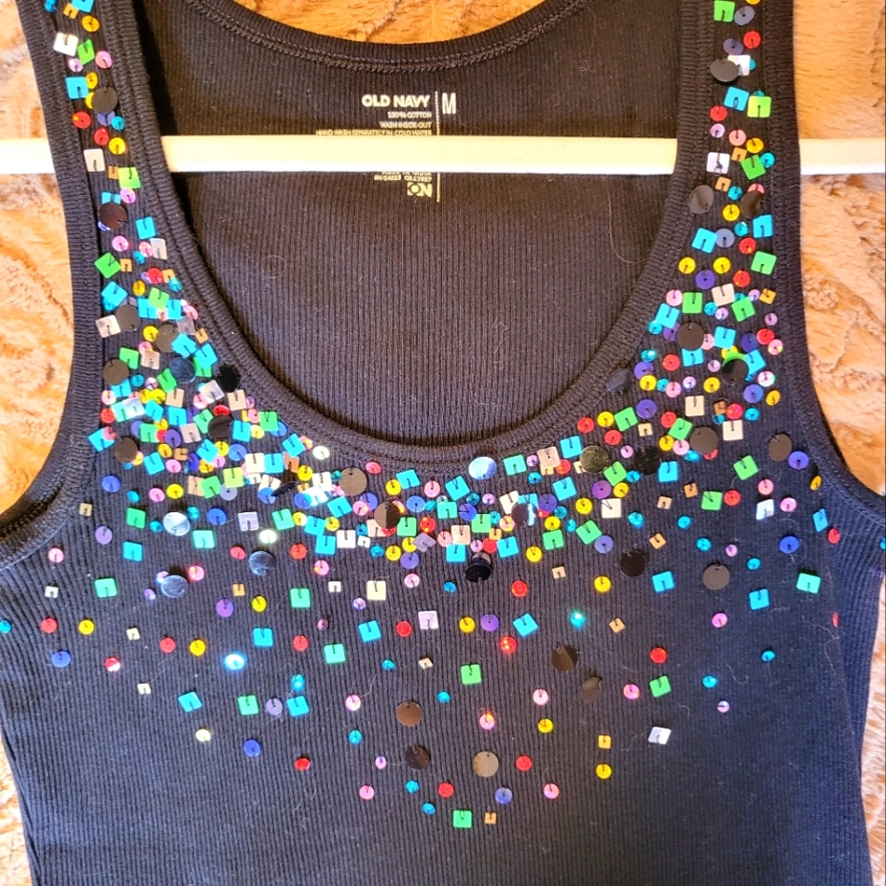 Old Navy Medium Black Tank with Sequins